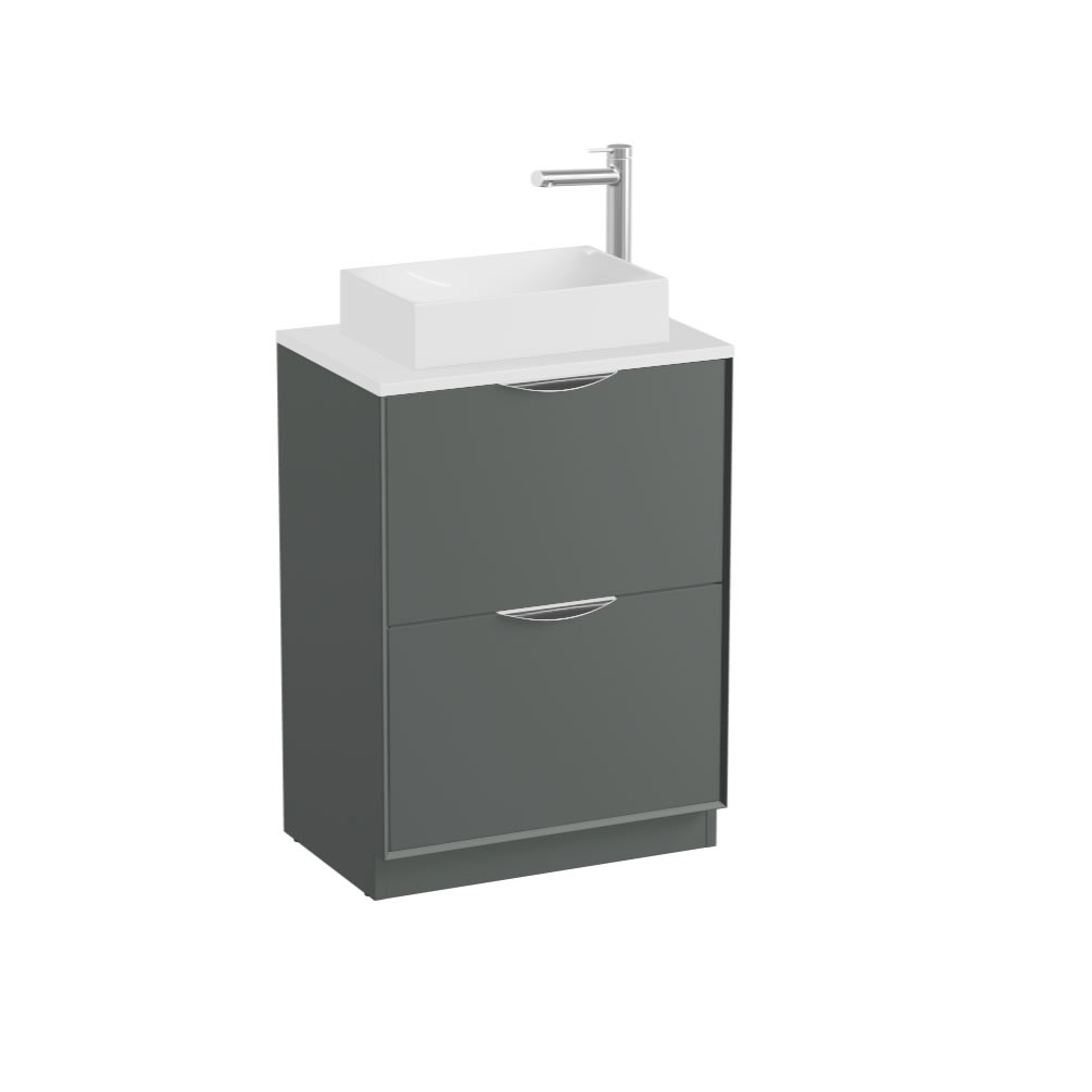 Vado Safari Smooth 600mm Charcoal Grey Floorstanding Vanity Unit & Gloss Worktop
